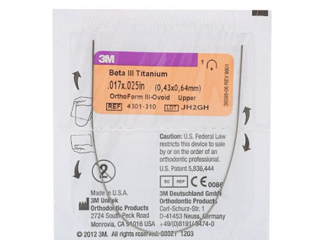 Дуга титано-молибденовая Unitek Beta III (ТМА) .019x.025  ВЧ  ФIII 3М