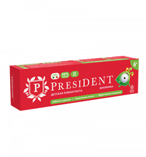 зубная паста детская PRESIDENT 6+ Земляника (50 RDA) 43 г